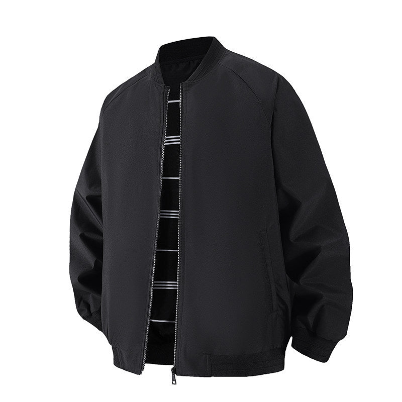 Men's Lightweight Windbreaker Bomber Jacket with Raglan Sleeves, Elastic Cuffs, and Two-Way Zipper Chichicherry