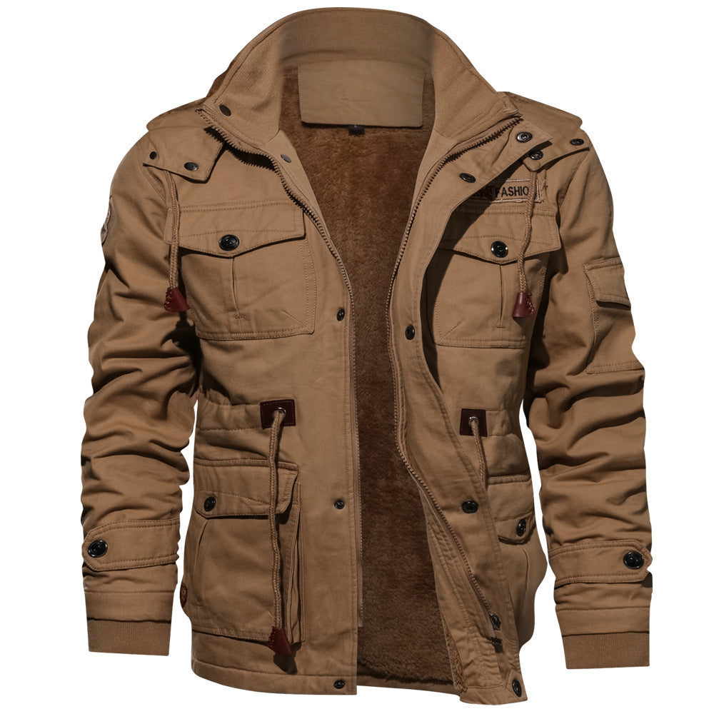 Men's canvas field parka with insulated thermal lining, multifunction pockets and hood Chichicherry
