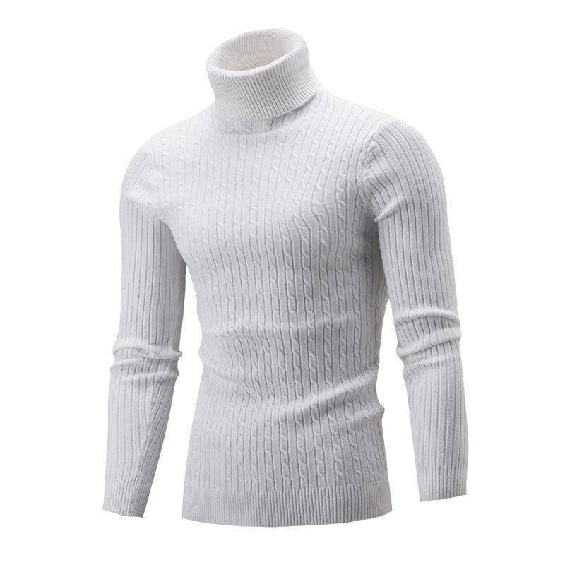 Men's Tailored Thermal Roll Neck Sweater with Cable and Rib Knit Structure Chichicherry