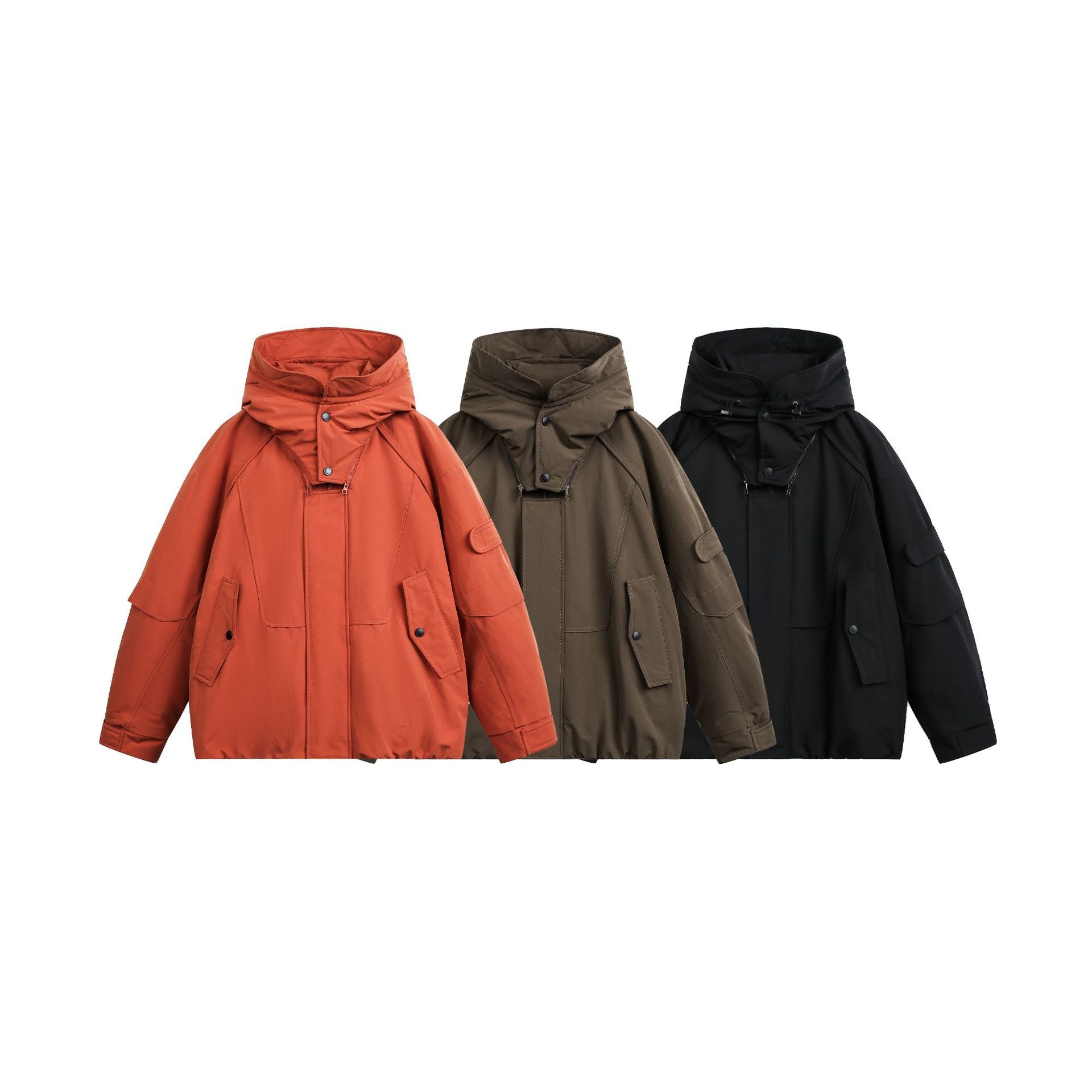 Men's Oversize Functional Parka with High Stand-Up Hood and Utility Pockets Chichicherry