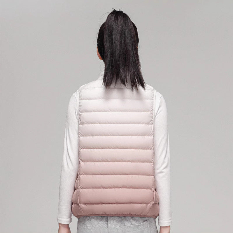 Women's Sleeveless Thermo Quilted Vest with High Stand-Up Collar and Zipper Chichicherry