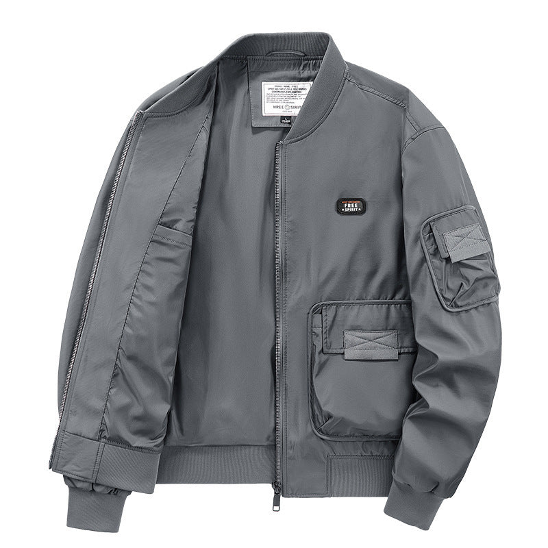 Men's lightweight nylon bomber with utility pockets, sleeve organizer and ribbed hem Chichicherry