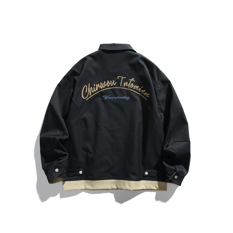 Unisex Boxy transitional blouson jacket with full-length zipper, chest zip pocket, and contrasting ribbed hem Chichicherry