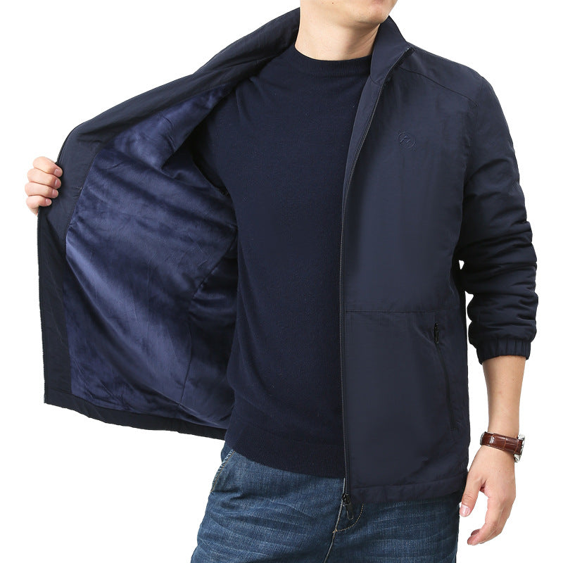 Men's Lightweight Windbreaker with Stand Collar, Two Zipper Pockets and Elastic Cuffs Chichicherry