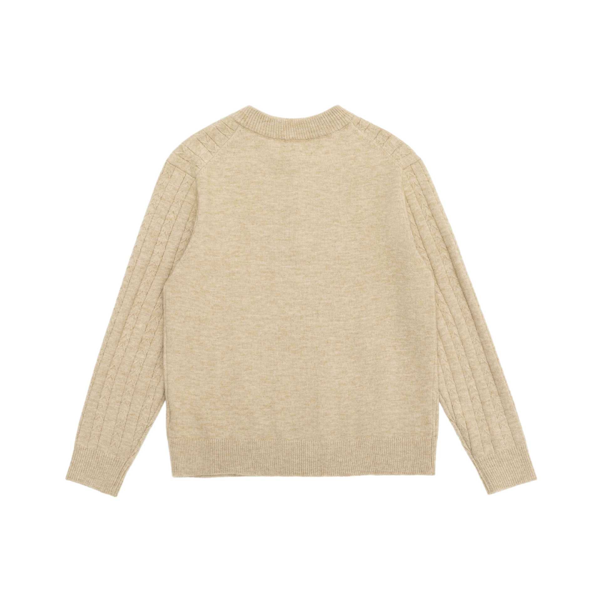 Men's Cable Knit Half Zip Sweater with Stand Collar and Ribbed Hem Chichicherry