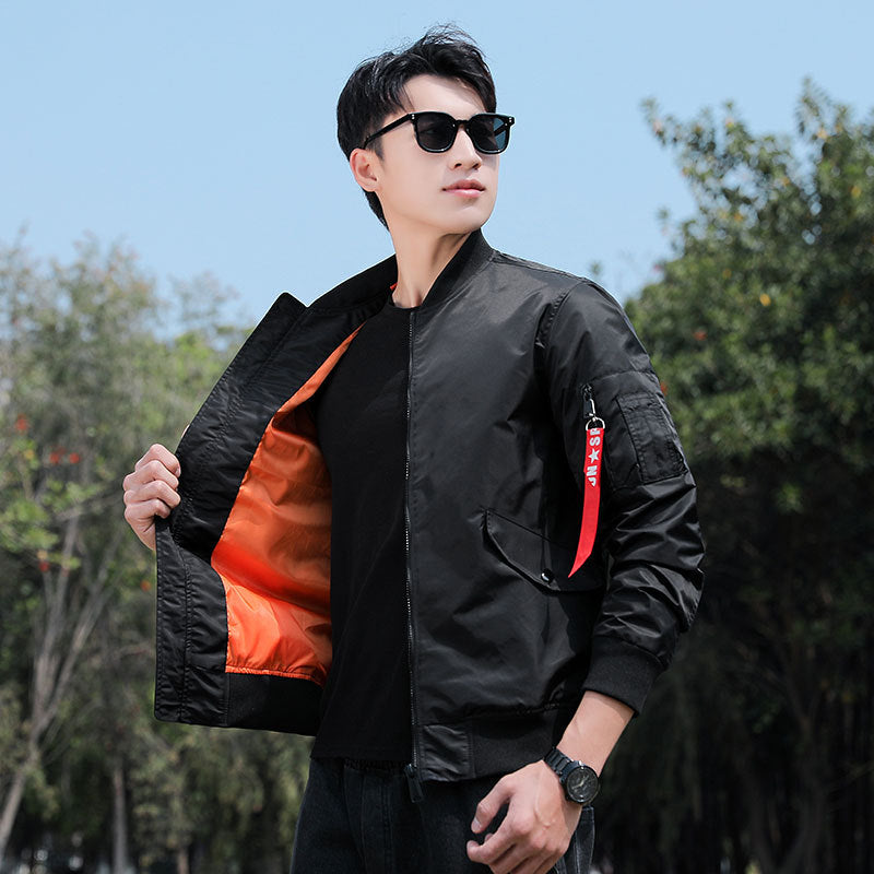 Men's nylon flight jacket with luminous inner lining and utility arm pocket Chichicherry