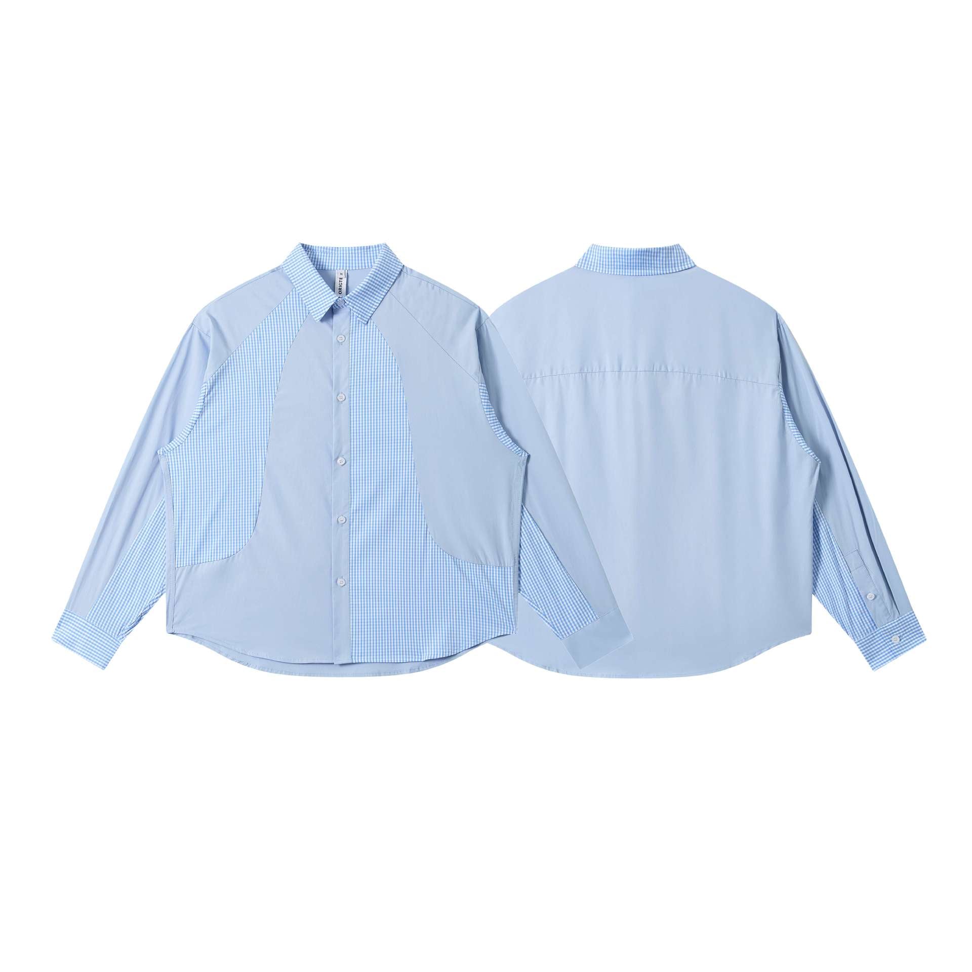 Women's Oversized Shirt with Check Panels and Raglan Sleeves Chichicherry