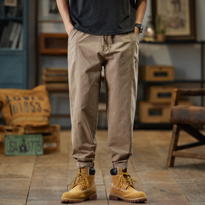 Men's cotton twill jogger pants in tapered fit with drawstring and rolled hem Chichicherry