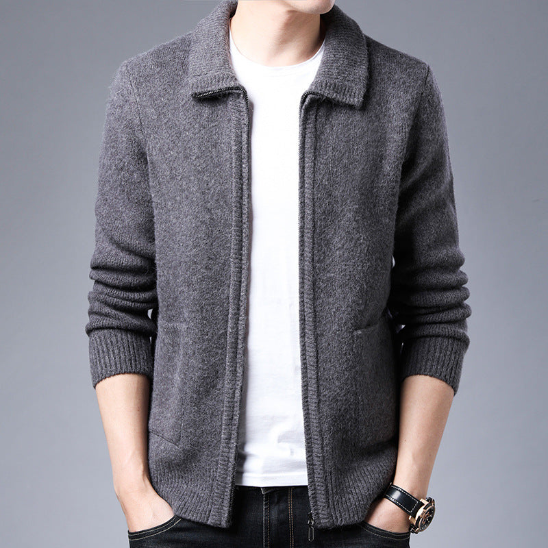 Men's cardigan with full zip, stand-up collar, and patch pockets Chichicherry