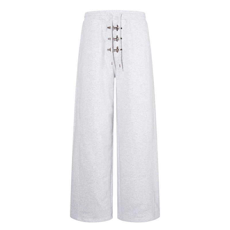 Women’s wide, high-cut sweatpants with metal hook detail and drawstring Chichicherry