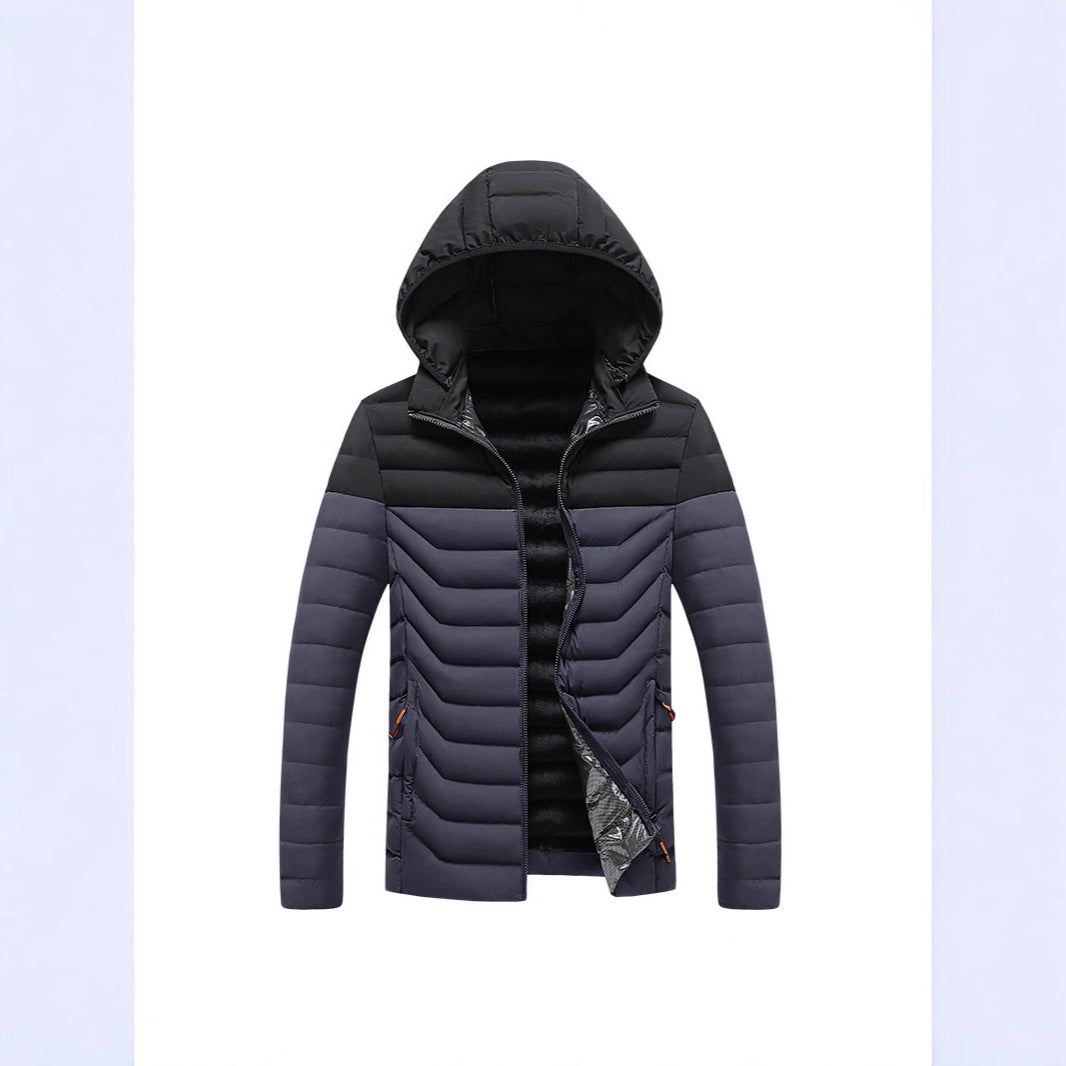 Men's ultra-light quilted hooded jacket with chevron quilting, windproof outer layer and thermal lining Chichicherry