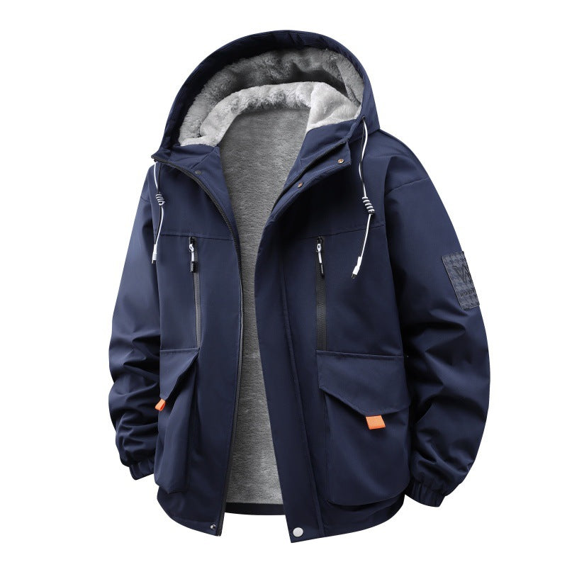 Men's Technical Outdoor Jacket with Teddy Lining, Windproof Outer Layer and Multifunction Pockets Chichicherry