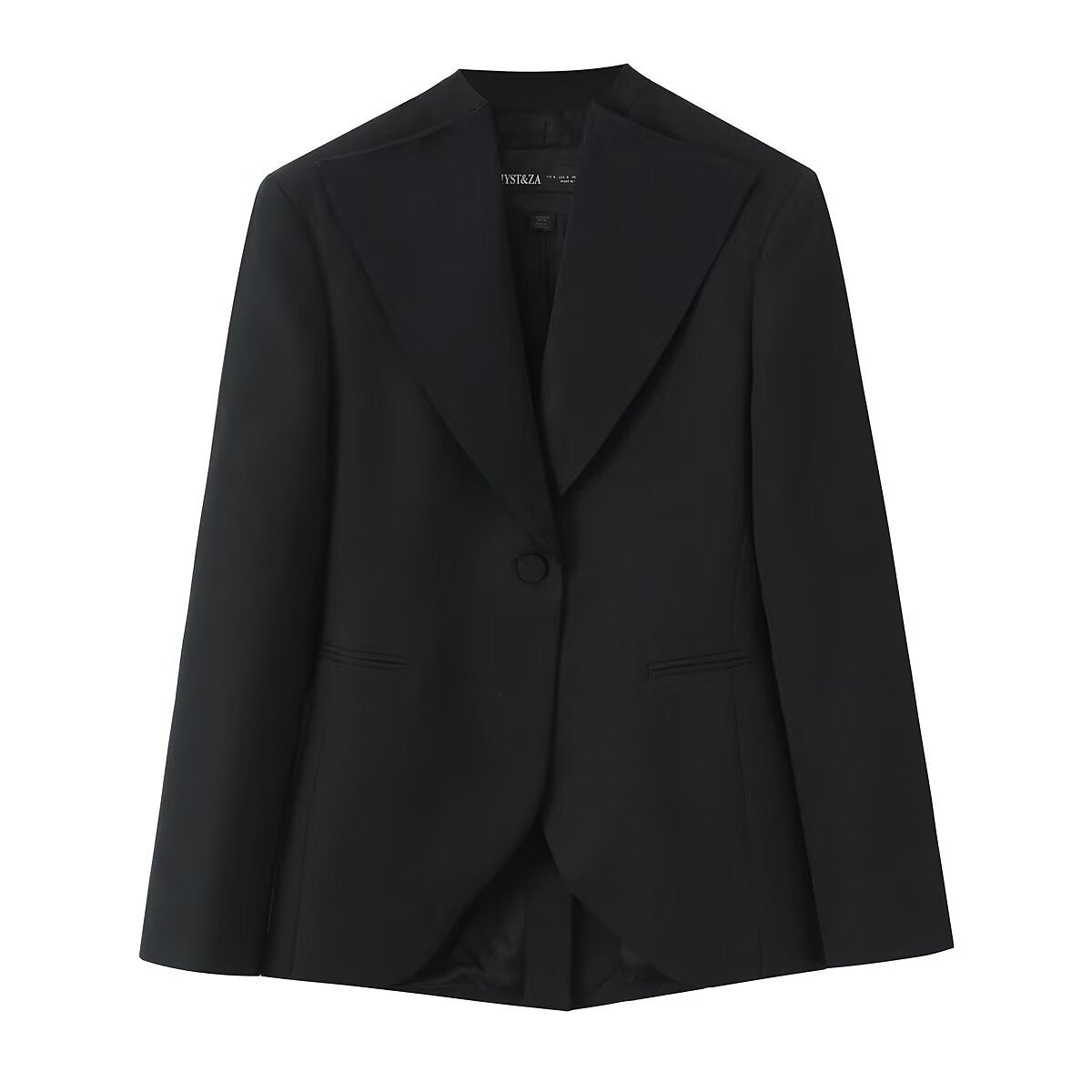 Women's Tailored Single-Button Blazer with Wide Shawl Collar and Narrow Silhouette Chichicherry