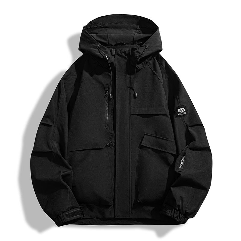 Men's Water-Repellent Utility Outdoor Jacket with Hood, Multiple Pockets and Windproof Membrane Chichicherry
