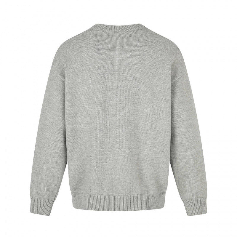 Unisex Boxy Knit Cardigan with Round Neckline and Full Button Placket Chichicherry