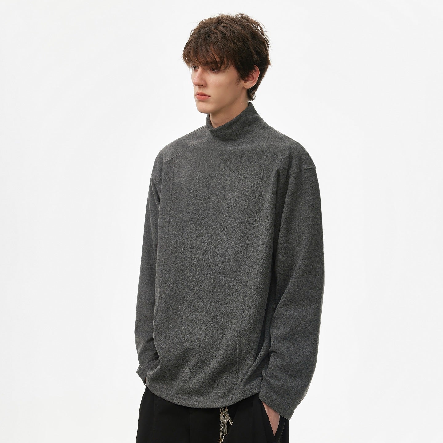 Men's Oversize Turtleneck Sweater made of soft cotton blend with raglan sleeves Chichicherry