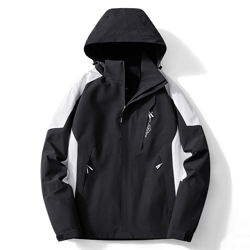 Men's Colorblock Softshell Trekker Jacket with Hood, Concealed Zippers and Side Pockets Chichicherry