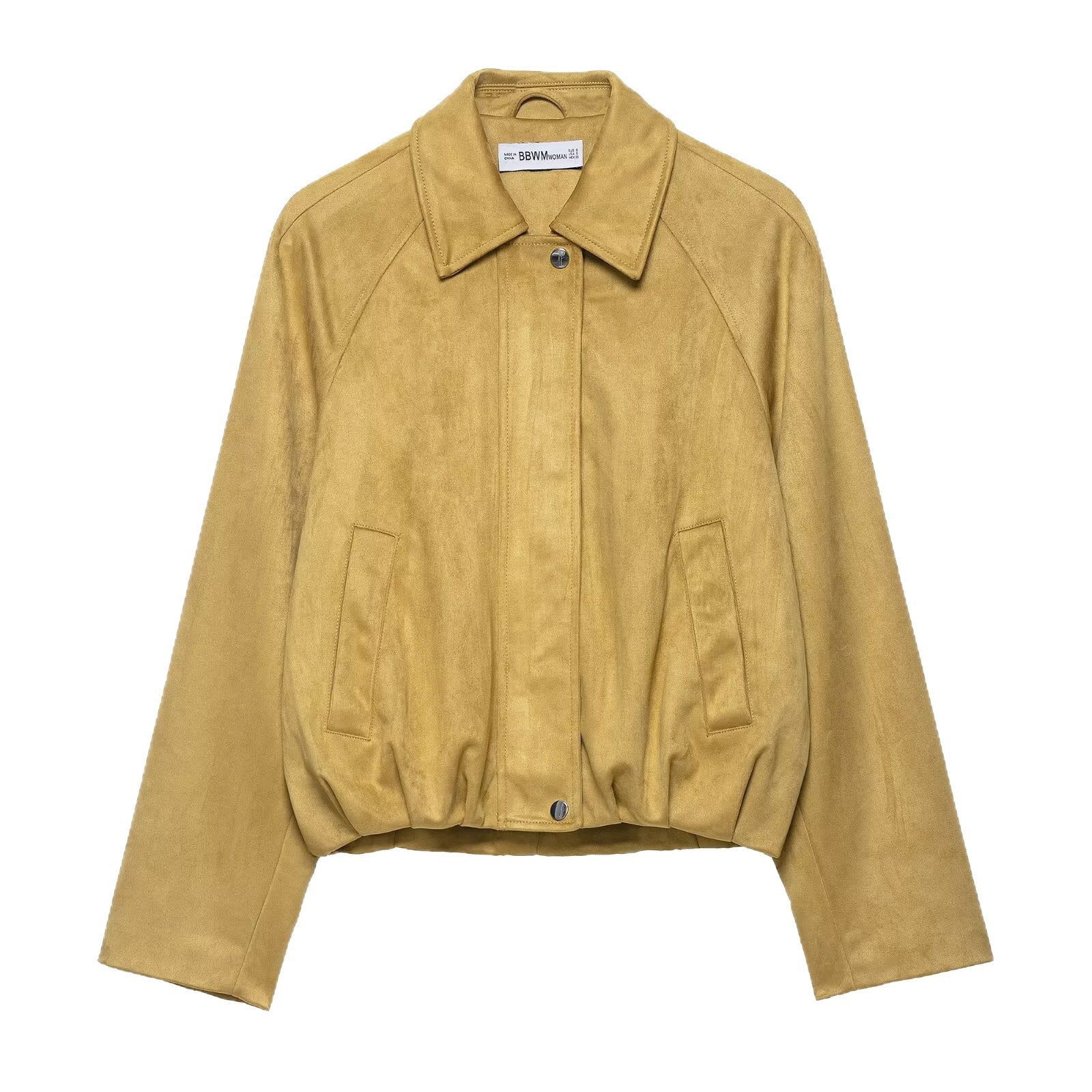 Women's short-cut suede look bomber jacket with raglan sleeves and elastic hem Chichicherry