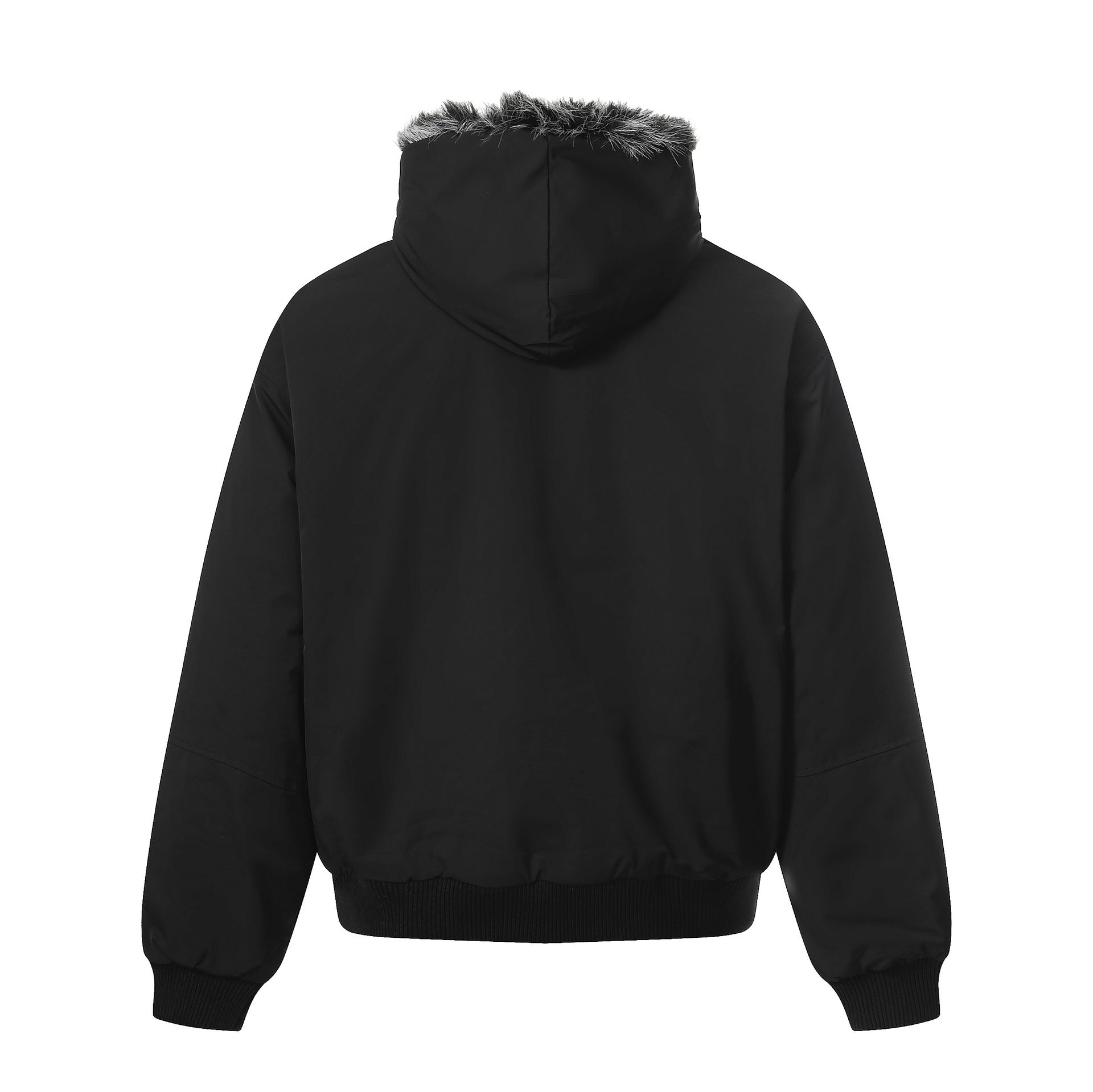 Men's Short Boxy Bomber Jacket in Aviator Look with Removable Faux Fur Collar Chichicherry