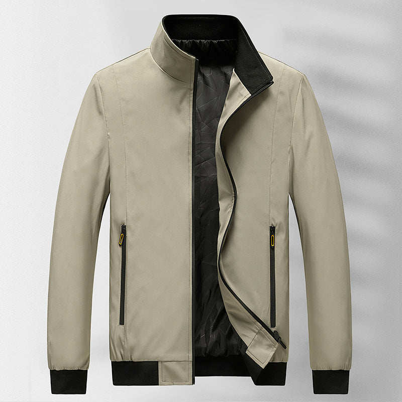Men's lightweight wind-resistant bomber jacket with stand-up collar, zip front and ribbed cuffs Chichicherry