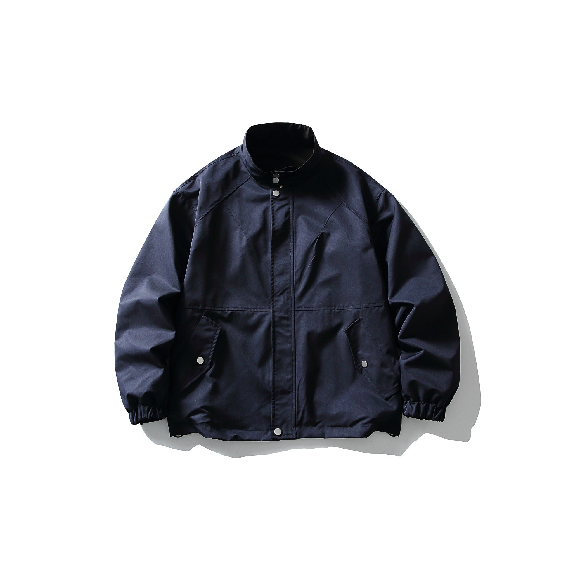 Unisex Lightweight wind and water-repellent oversized boxy jacket with stand-up collar and elastic hem Chichicherry