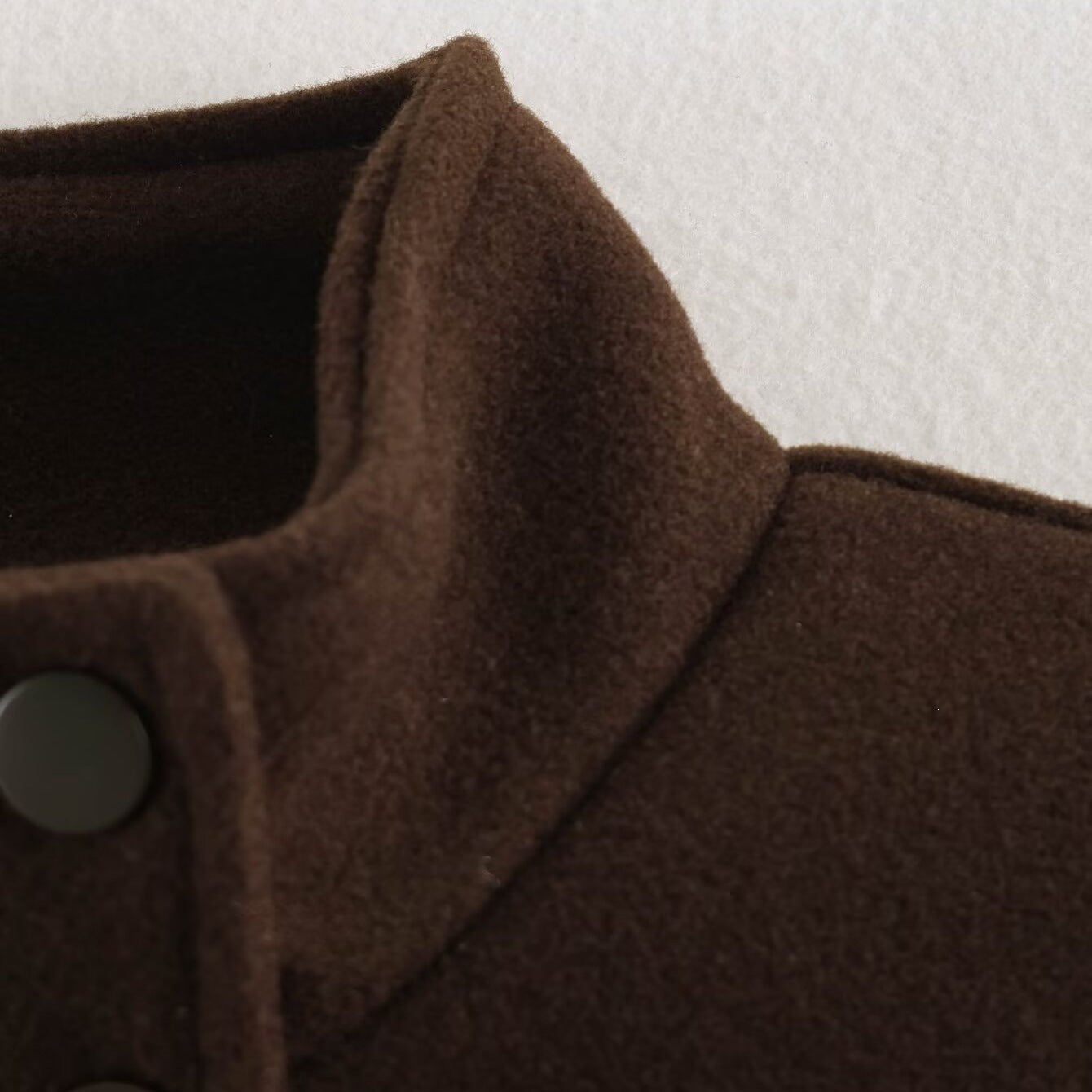 Ladies Boxy Wool Blend Blouson Jacket with Stand-Up Collar, Large Flap Pockets and Elastic Hem Chichicherry