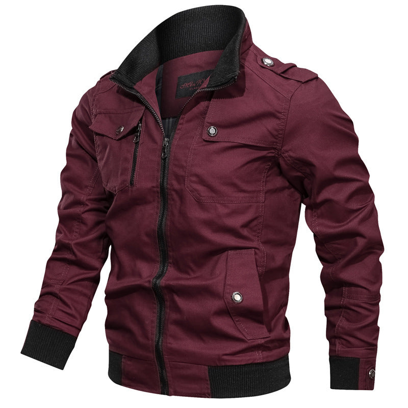 Men's robust canvas pilot jacket with shoulder epaulets, ribbed cuffs and multifunctional pockets Chichicherry