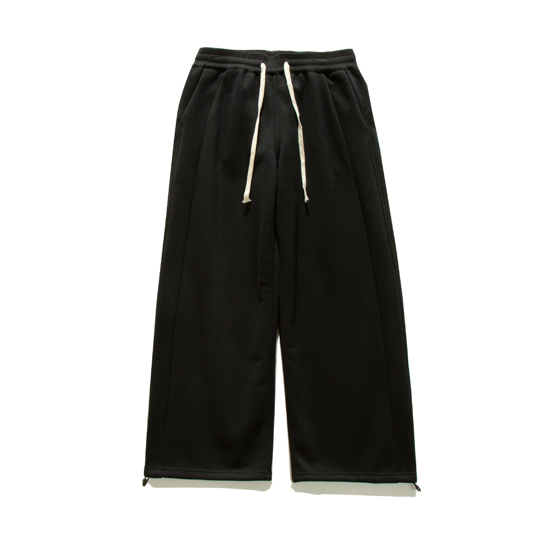 Women's Wide Sweat Culotte with Drawstring, Decorative Seams and Adjustable Hem