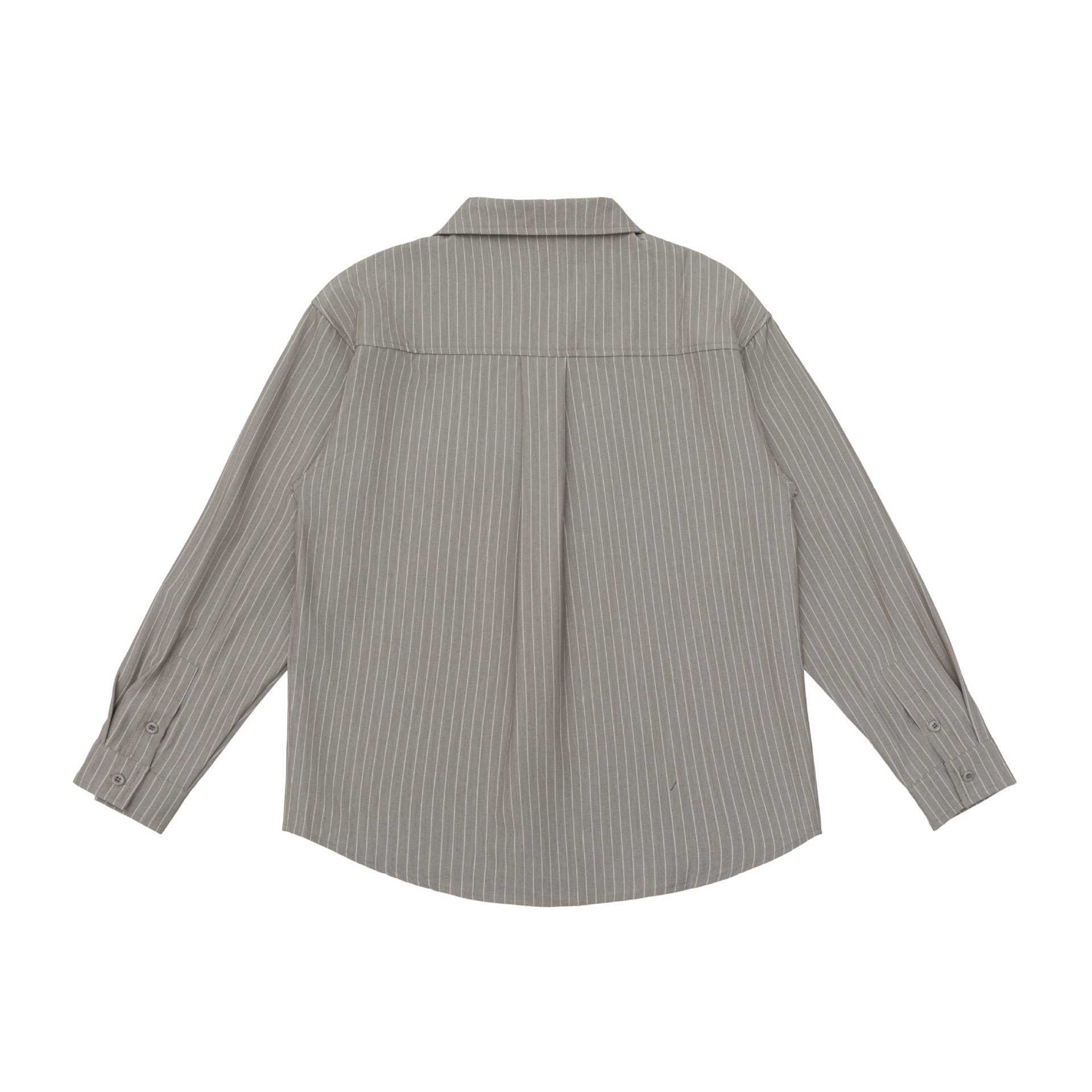 Unisex Striped Shirt Jacket with Notch Collar and Flap Pocket Chichicherry