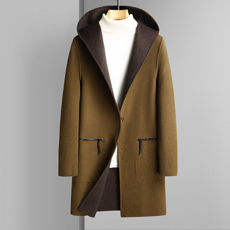 Men's Reversible Wool Coat with Hood Chichicherry