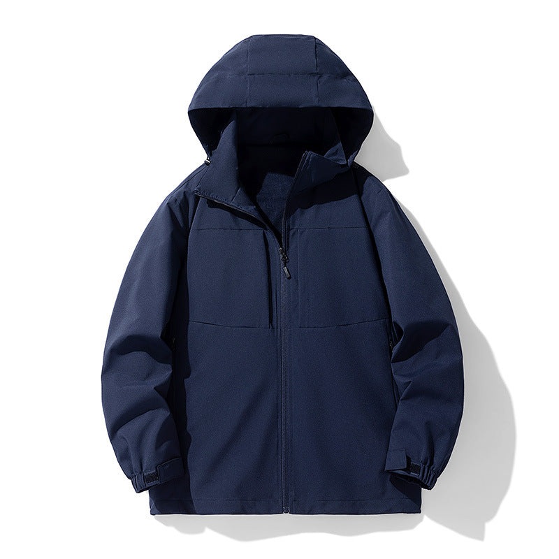 Men's Water-Repellent Softshell Outdoor Jacket with Hood, Breathable Mesh Lining, and Concealed Zipper Chichicherry