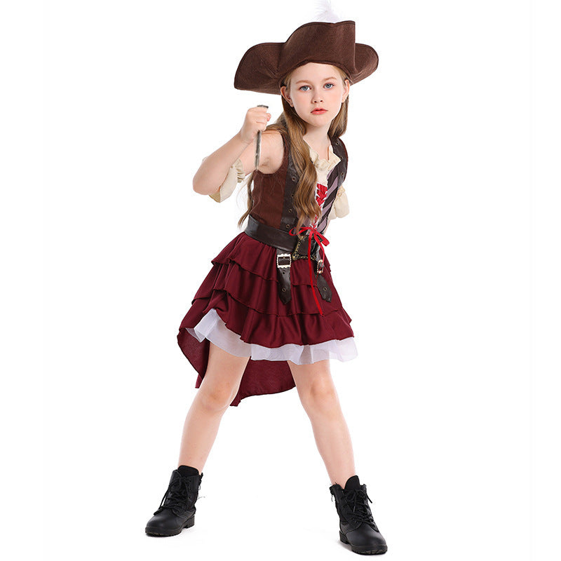 Girl Pirate Costume with Playful Ruffle Detail and Authentic Accessories Chichicherry