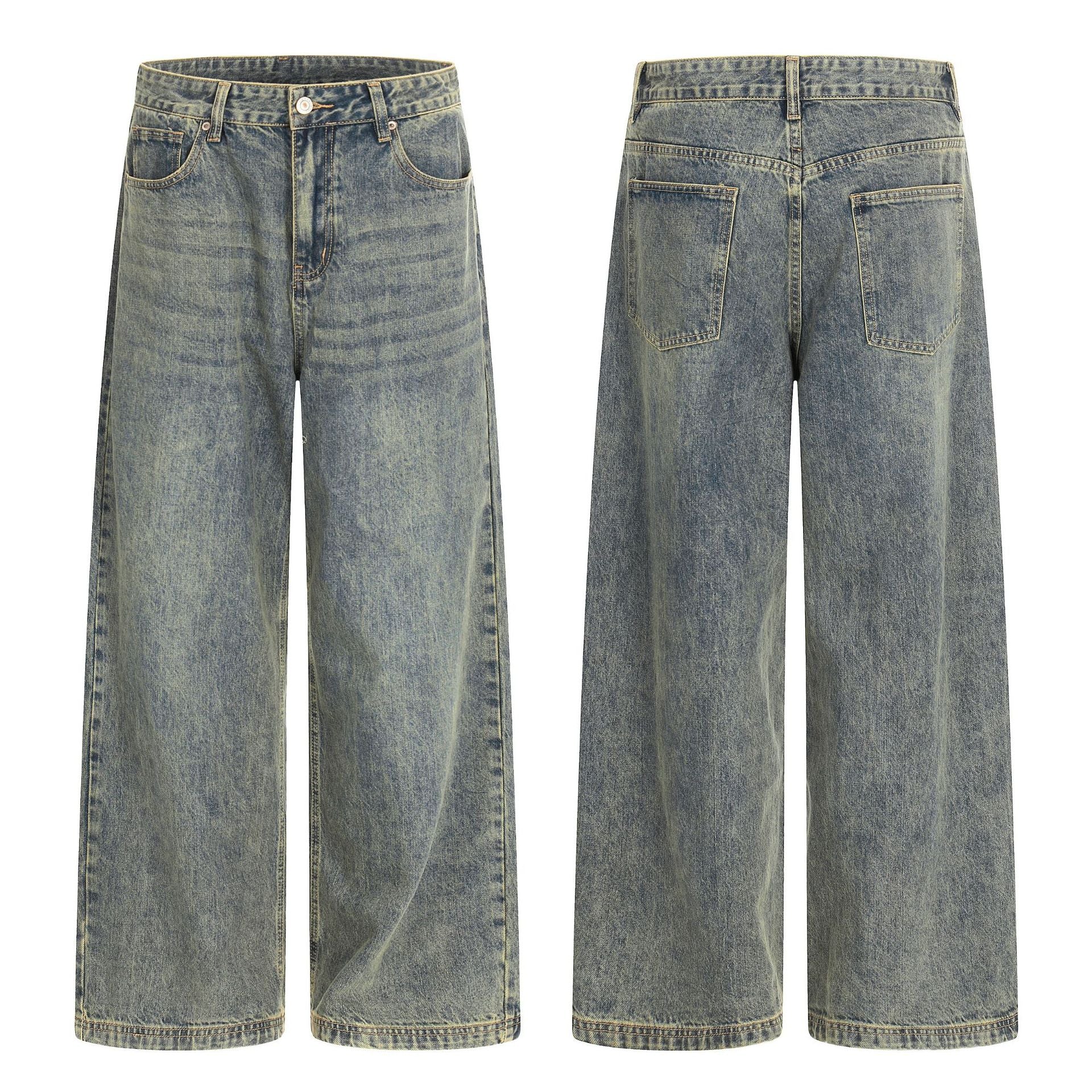 Women High-waisted Cropped Denim Culotte with Wide Leg and Used Finish Chichicherry