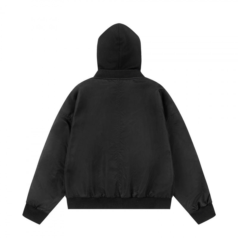 Unisex Oversize Hoodie Blouson Jacket with Ribbed Cuffs and Flap Pockets Chichicherry