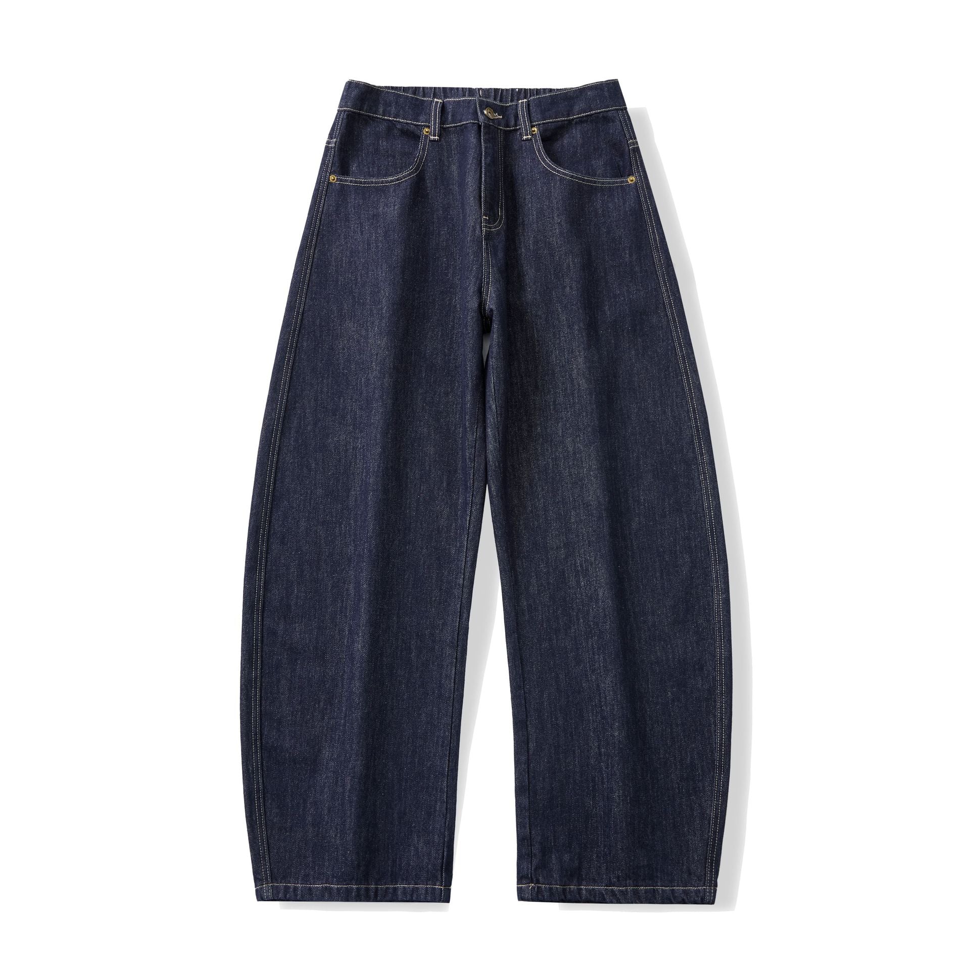 Women's wide high-waisted cropped jeans made from raw denim with classic pocket design Chichicherry