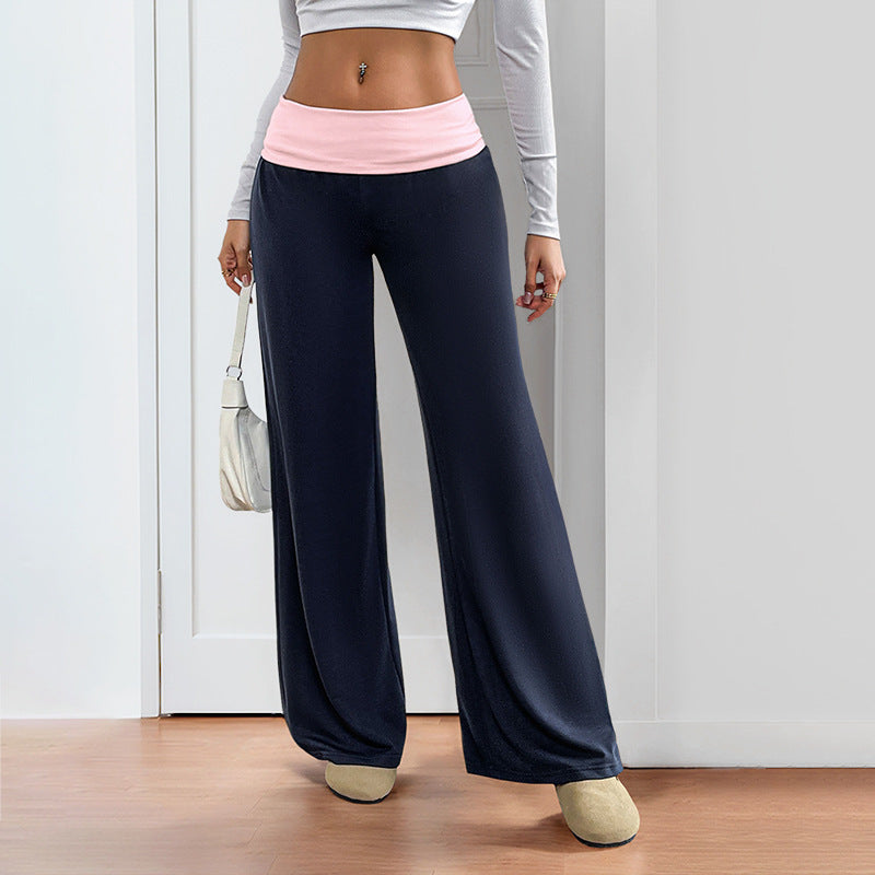 Women's Wide Palazzo Yoga Pants with Foldable Comfort Waistband Chichicherry