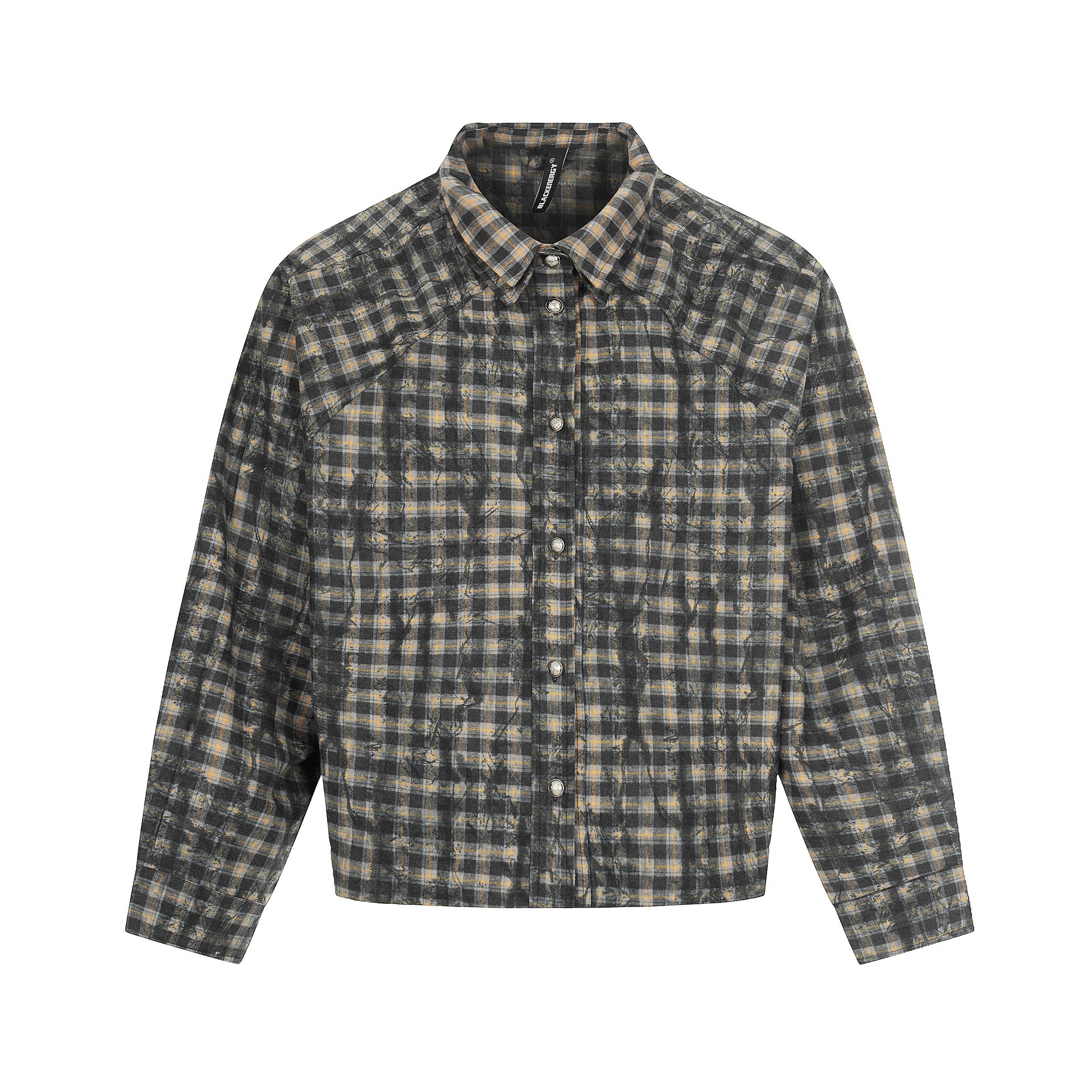 Men's Oversized Check Overshirt in Blouson Style with Distressed Finish Chichicherry
