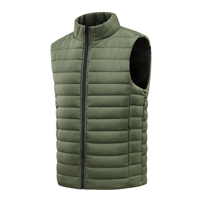 Men's lightweight quilted thermal vest with stand-up collar and full-length zipper Chichicherry