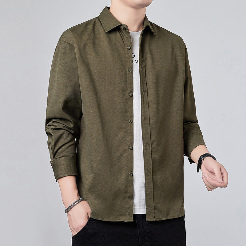 Men's Long Sleeve Shirt with Relaxed Fit and Light Satin Look Chichicherry