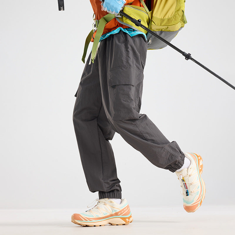 Men's Lightweight Utility Cargo Pants made of Ripstop with Elastic Hem and Multiple Pockets Chichicherry