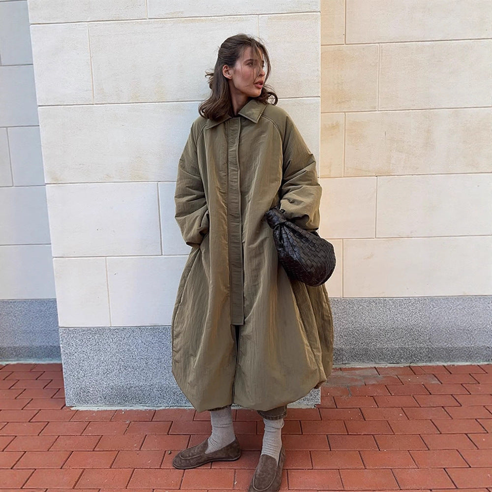 Women's Wide-Cut Quilted Balloon Coat with Hidden Button Placket Chichicherry