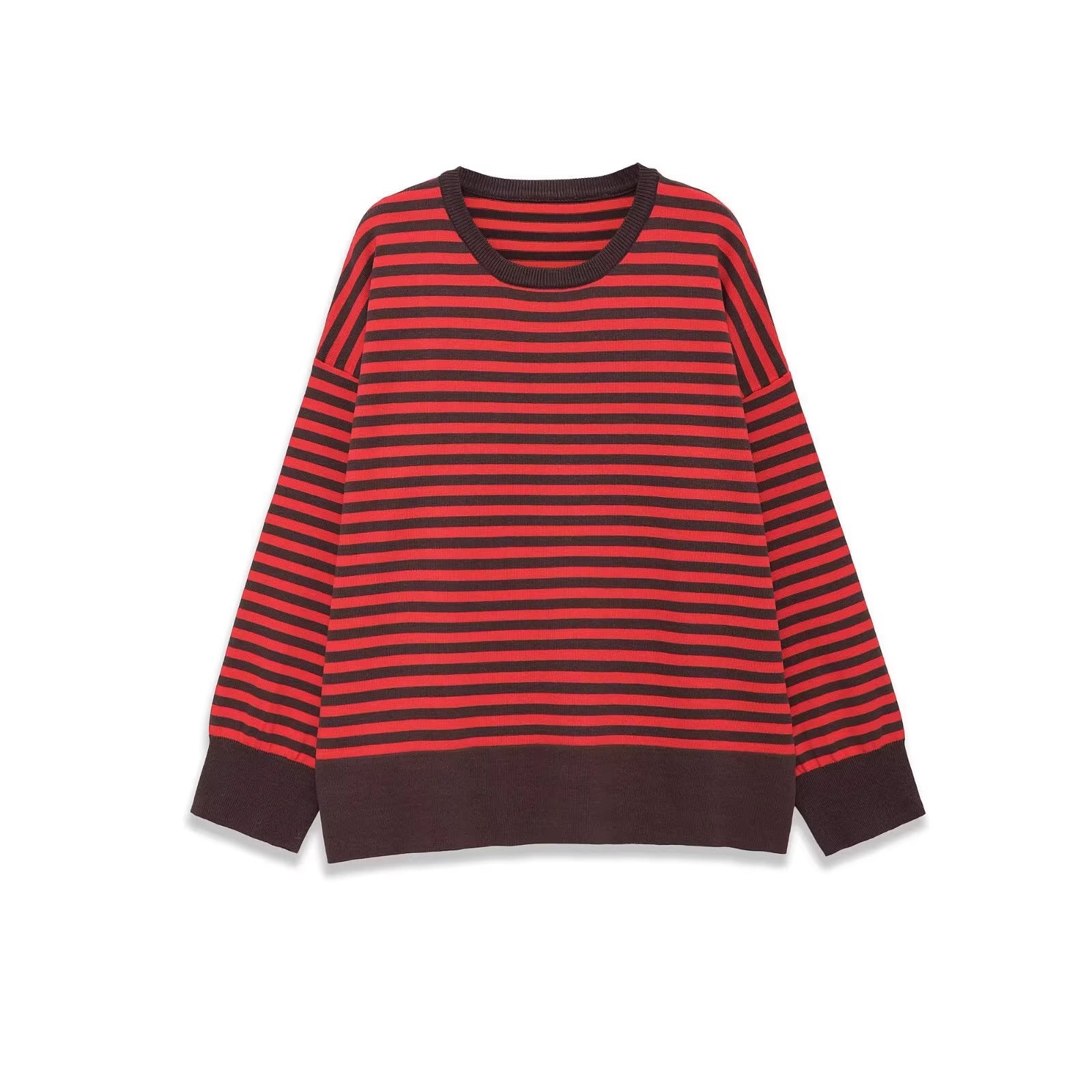 Women's Striped Oversized Sweater with Contrast Cuffs Chichicherry