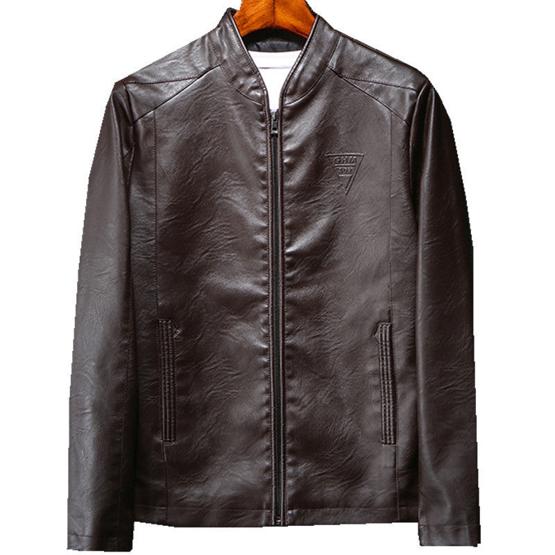 Men's Faux Leather Blouson in Slim Fit with fine texture, stand-up collar and concealed zipper Chichicherry