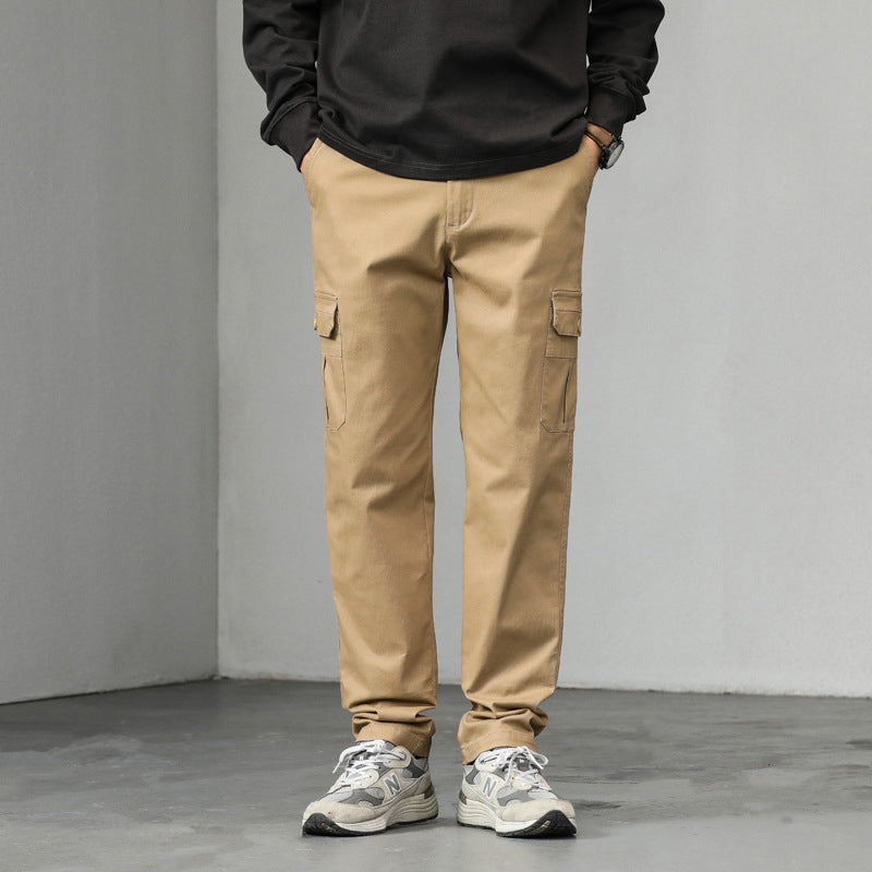 Men's straight-cut cargo pants with utility flap pockets and slightly tapered leg Chichicherry