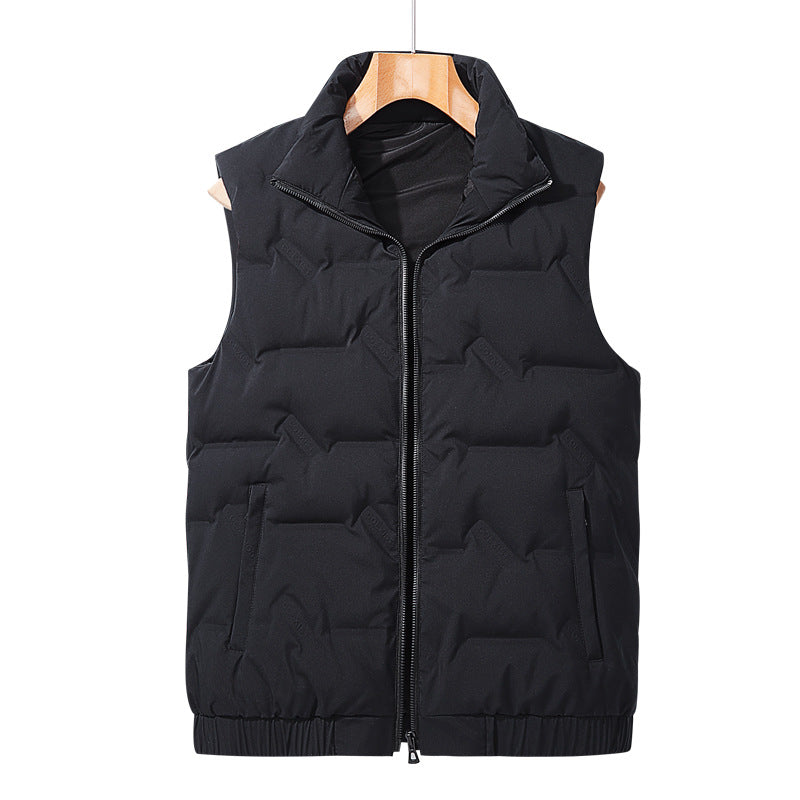 Men's Ultralight Puffer Vest with Stand-up Collar and Elastic Hem Chichicherry
