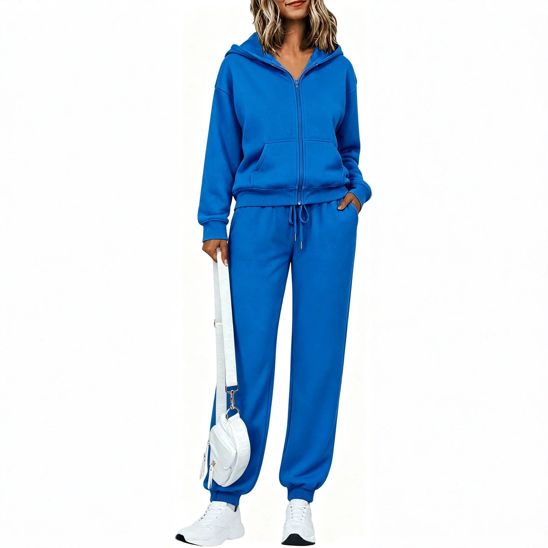 Women's zip hooded sweatset made of soft cotton blend with kangaroo pocket and drawstring joggers Chichicherry