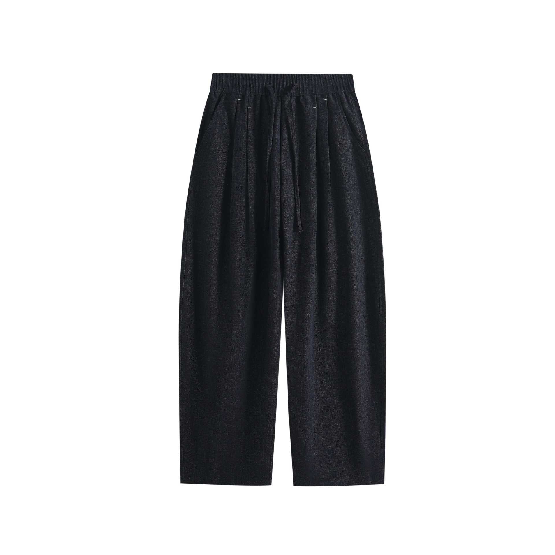Women Wide Palazzo Pants with Elastic Waistband, Drawstring and Side Pockets Chichicherry