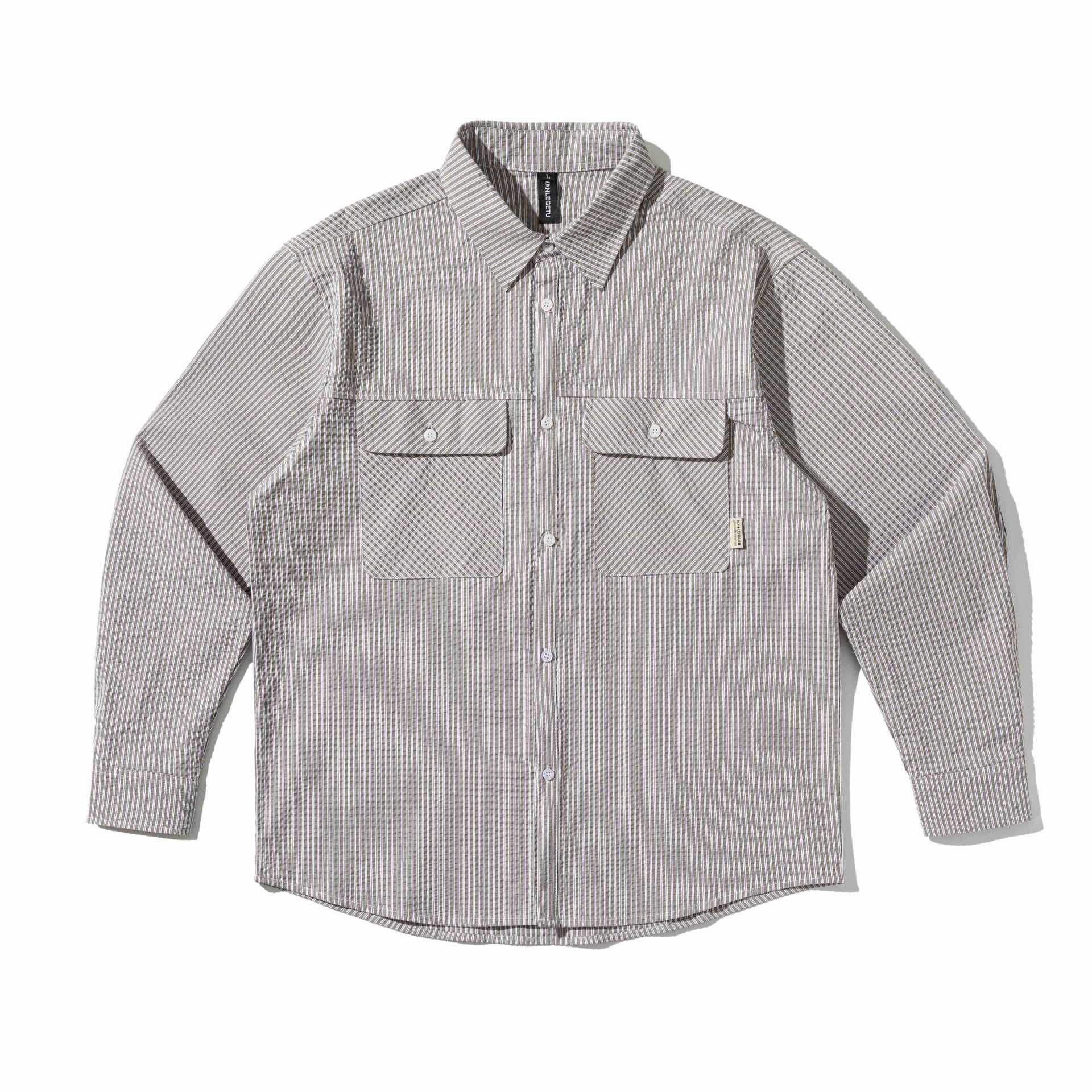 Men's overshirt made of textured cotton with patch chest pockets Chichicherry