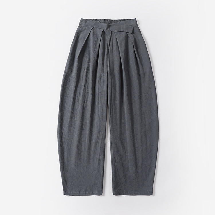 Ladies Elegant Pleated Trousers with Balloon-Shaped Leg and Elastic Waistband Chichicherry