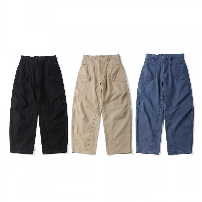 Unisex Loose Utility Pants with High Waist, Wide Leg and External Work Pockets Chichicherry